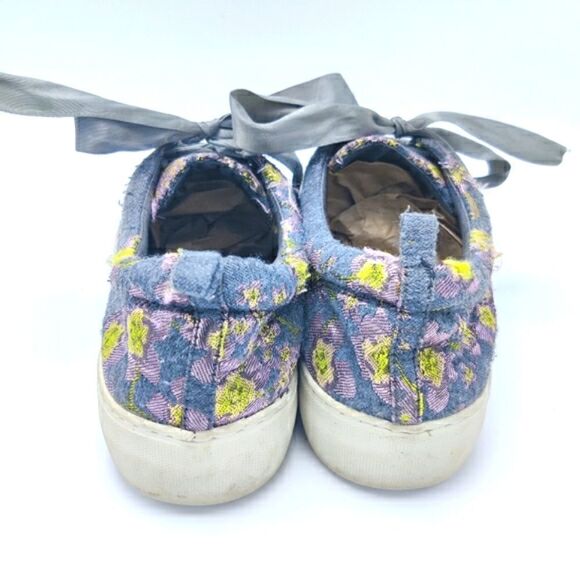 J Slides Skater Sneakers Shoes Sz 8 Floral Embroidered Fabric Ribbon Lace Up - Picture 6 of 11
